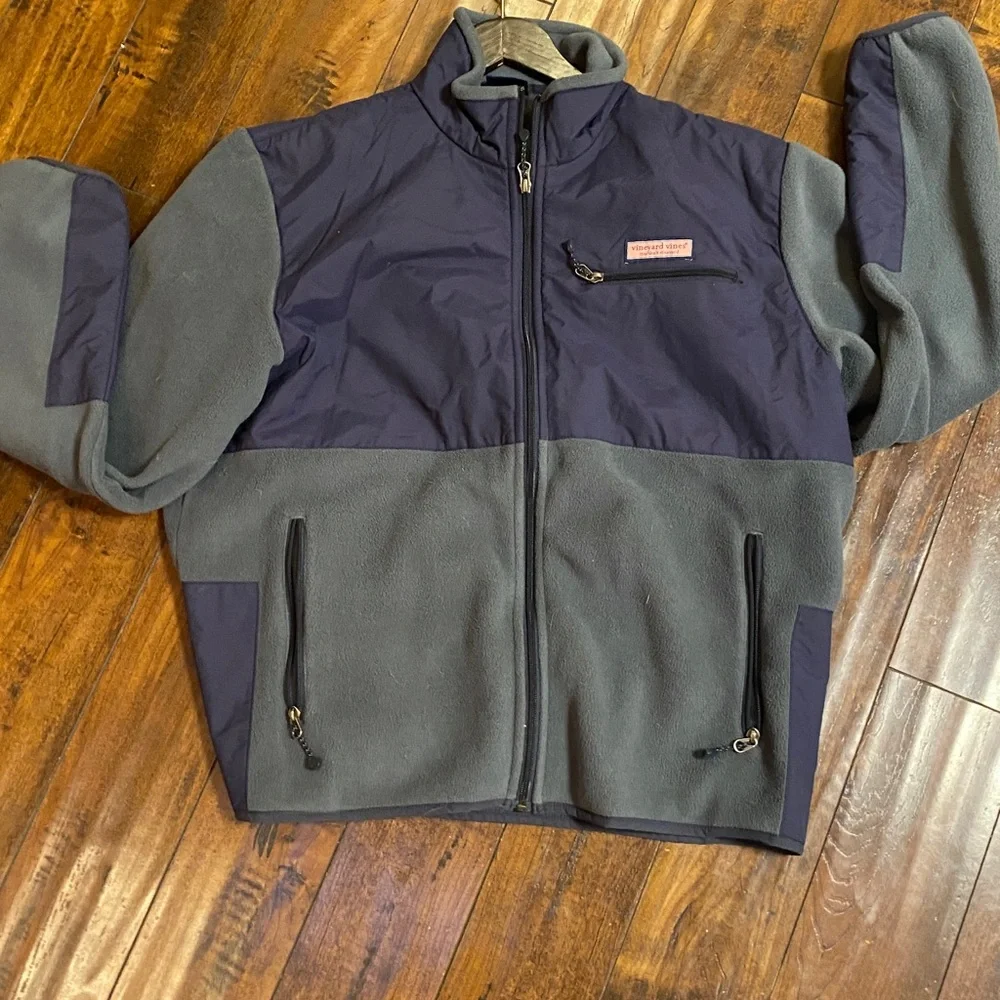 VINEYARD VINES Martha's FULL ZIP FLEECE JACKET Windbreaker Mens Navy Blue - Picture 3 of 7